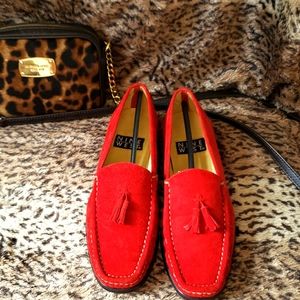 Nine West red suede loafers